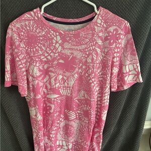 Tory Burch Pink and White Floral Short Sleeve Top